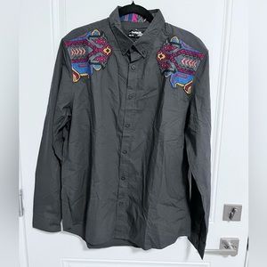 NWT - Desigual Men’s Embroidered Shoulder Long Sleeve Shirt - Size XL, XXL